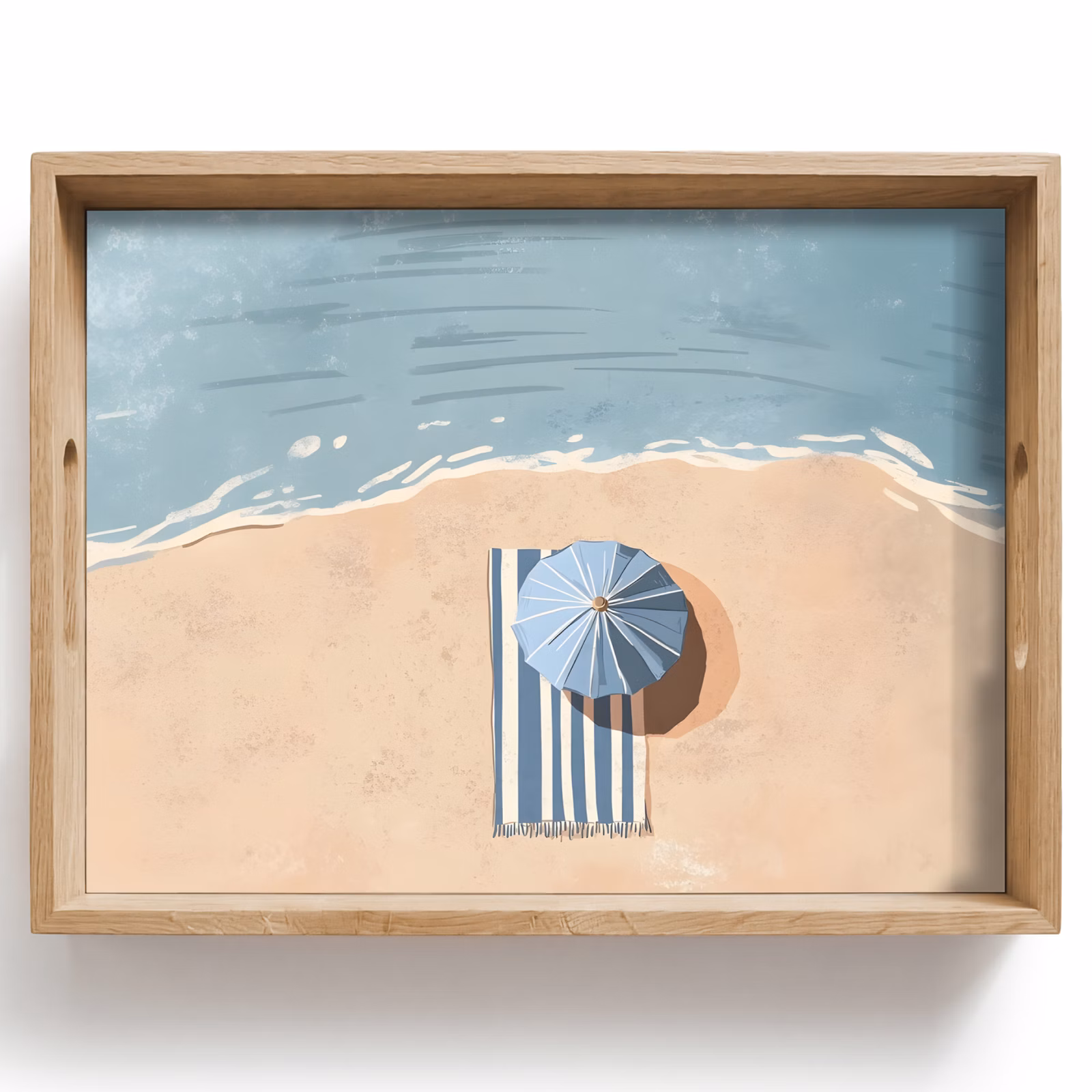 Tablett - Strandtuch - Streifen - Sonnenschirm - Strand — 1