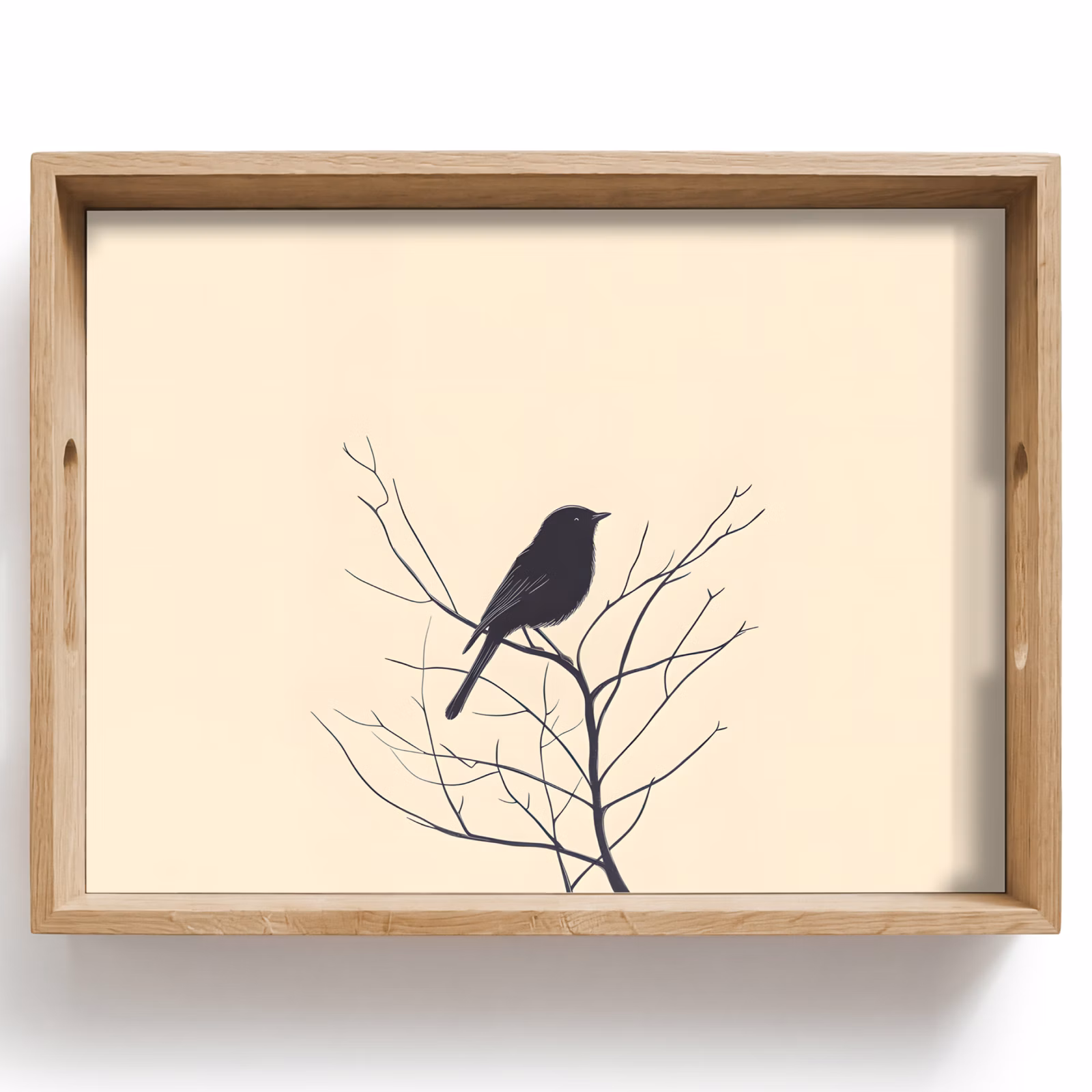 Tablett - Vogel - Schwarz - Zweig - Minimalistisch — 1