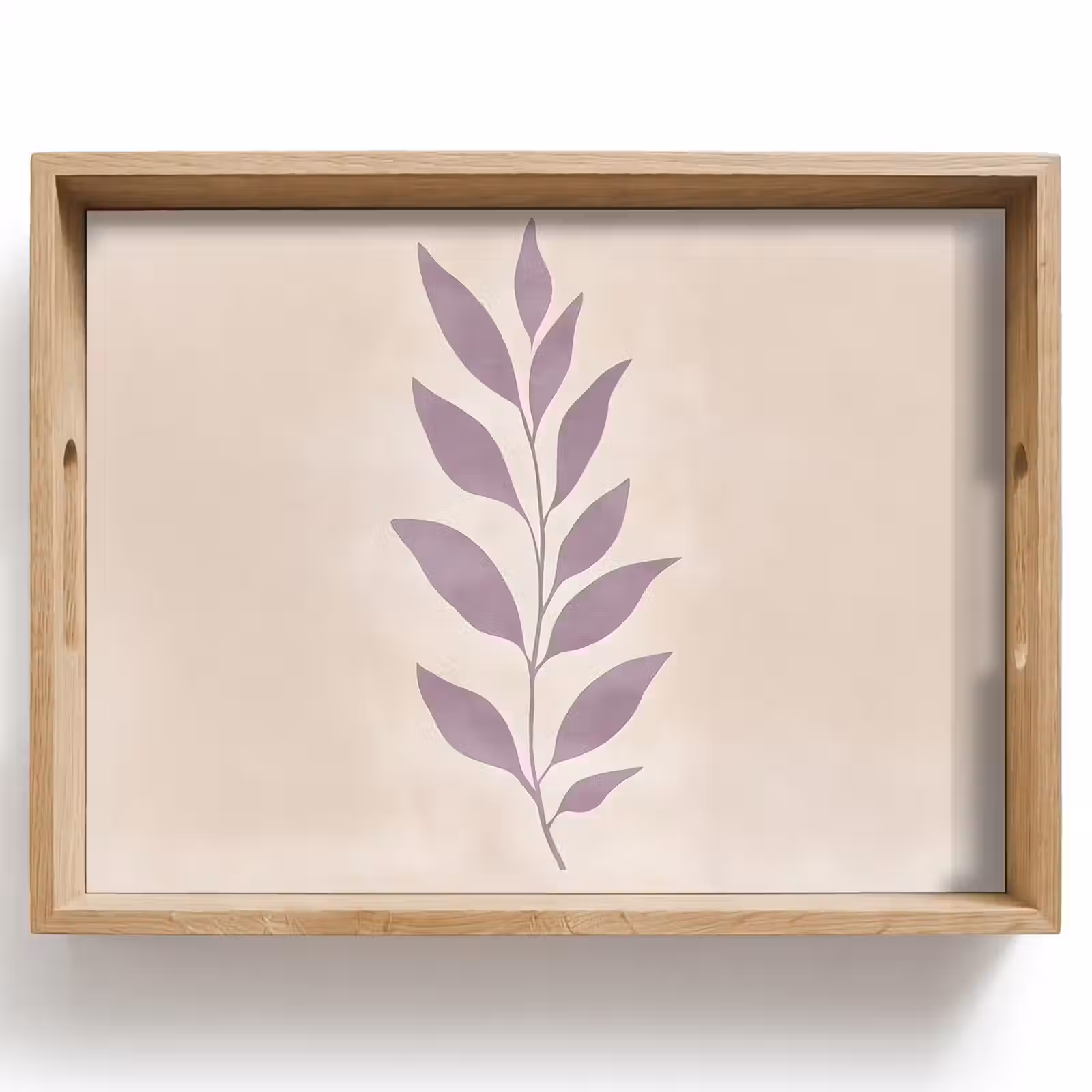 Tablett - Zweig - Blätter - Minimalistisch - Beige — 1