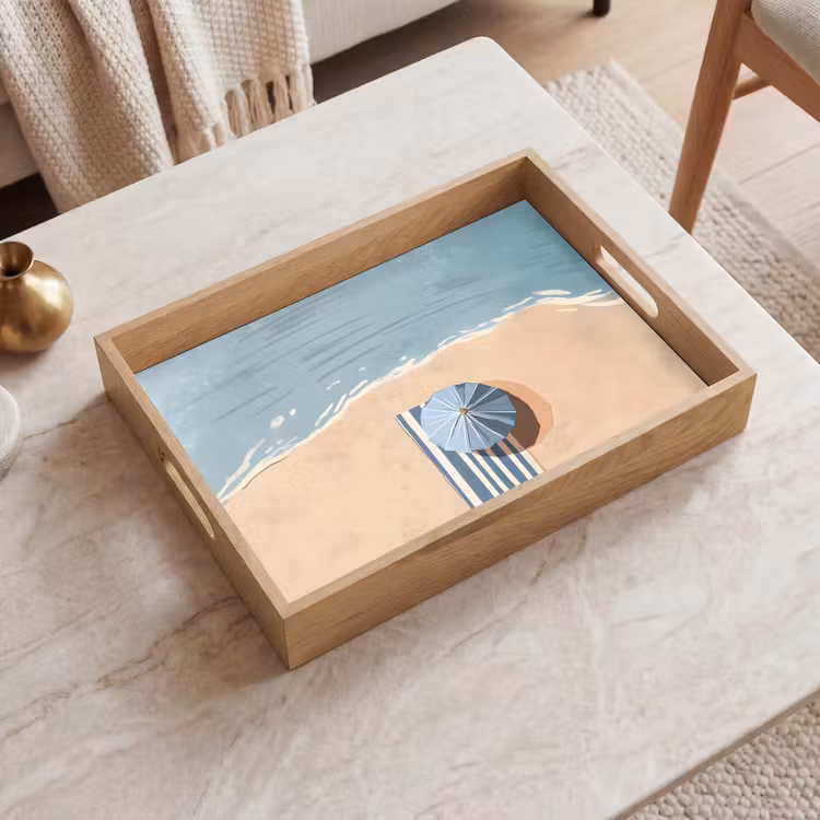 Tablett - Strandtuch - Streifen - Sonnenschirm - Strand — 2