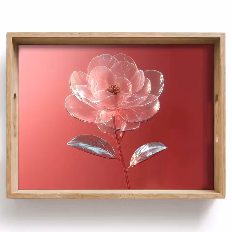 Tablett - Verziert - Blume - Rosa - Gläser — 1