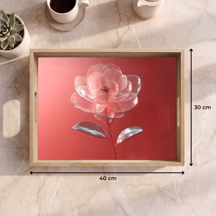 Tablett - Verziert - Blume - Rosa - Gläser — 7