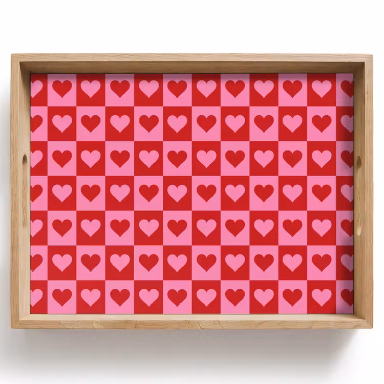Tablett - Rot - Rosa - Schachbrett - Valentinstag — 1