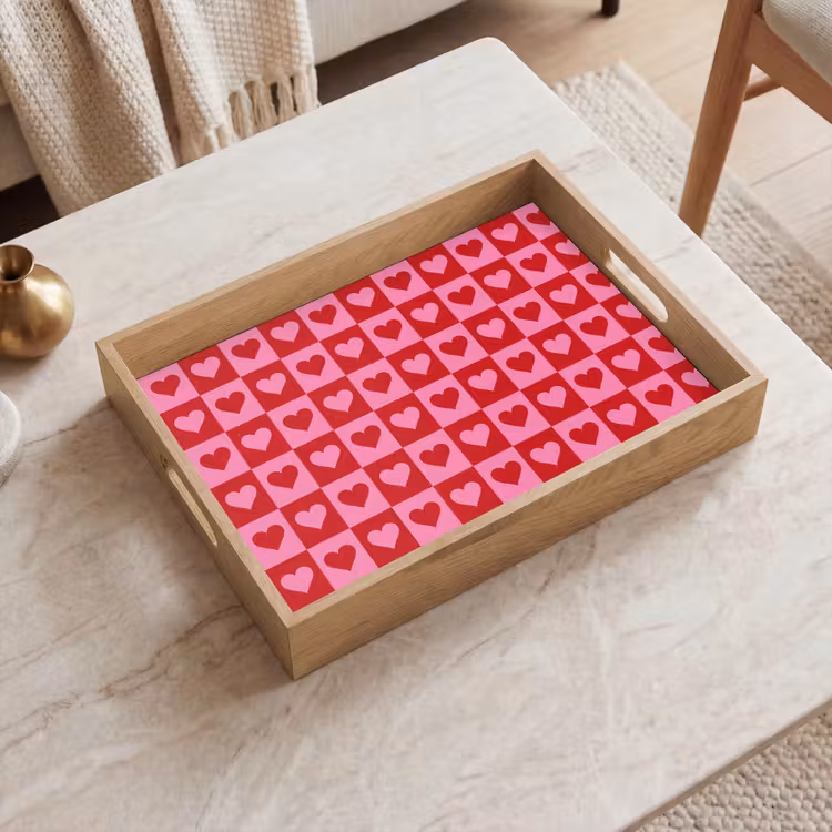 Tablett - Rot - Rosa - Schachbrett - Valentinstag — 2