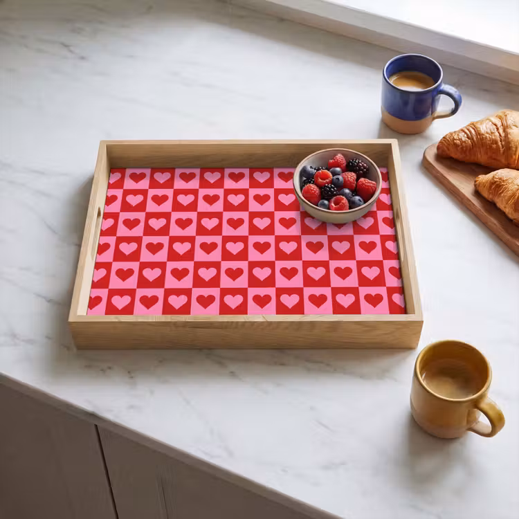 Tablett - Rot - Rosa - Schachbrett - Valentinstag — 3
