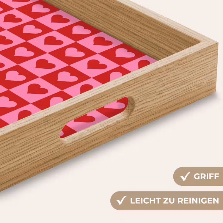 Tablett - Rot - Rosa - Schachbrett - Valentinstag — 8