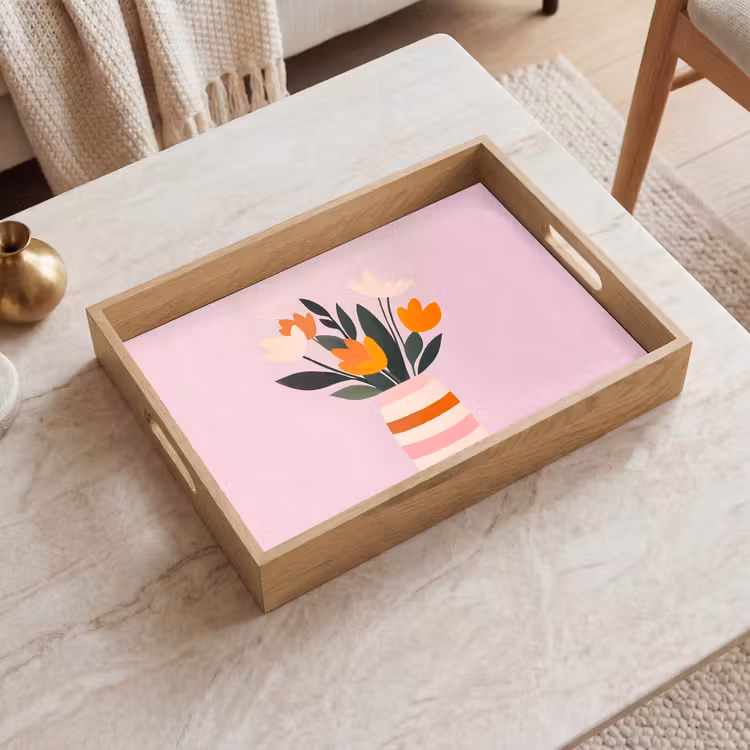 Tablett - Tulpen - Vase - Streifen - Lila — 2