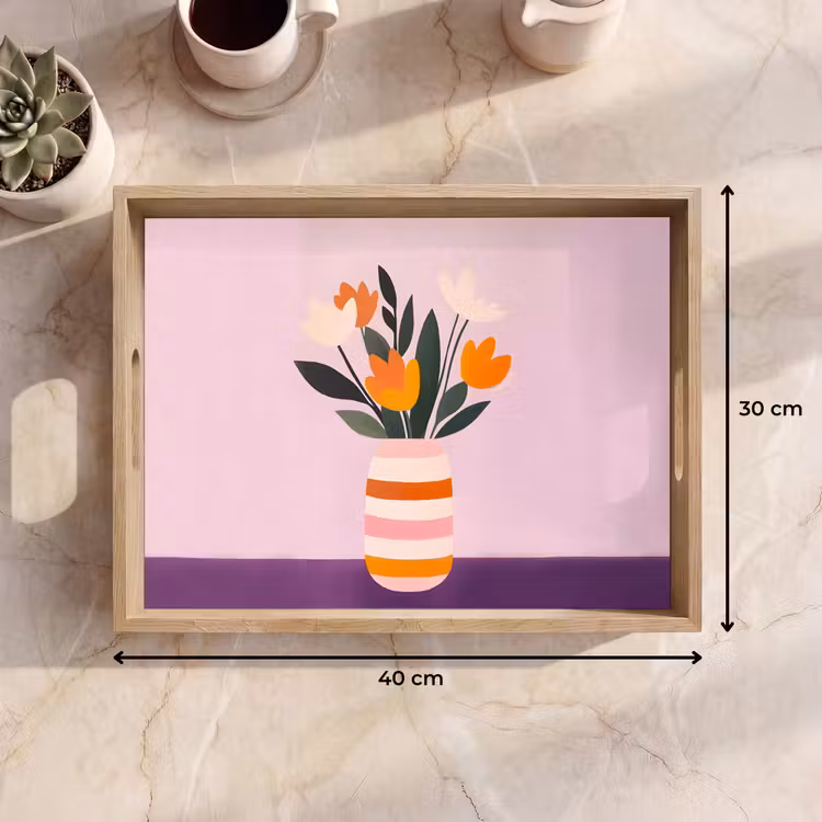 Tablett - Tulpen - Vase - Streifen - Lila — 7