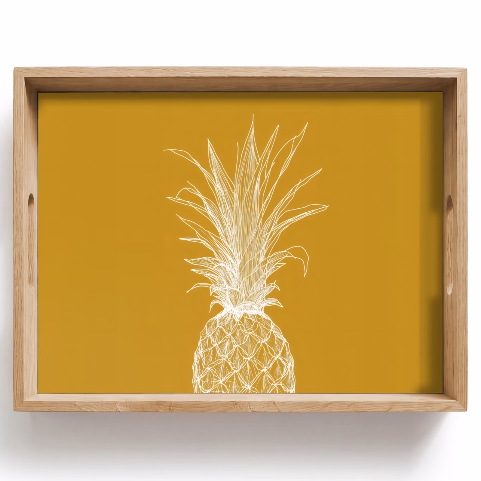 Tablett - Strich-Illustration - Ananas - Blattkrone - Ockergelb — 1