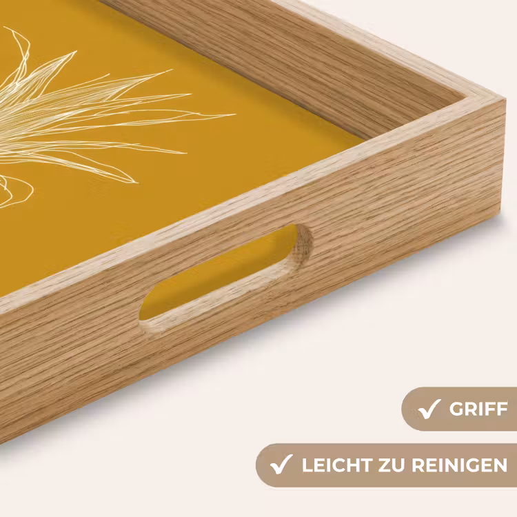 Tablett - Strich-Illustration - Ananas - Blattkrone - Ockergelb — 8