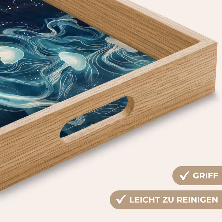 Tablett - Qualle - Meer - Weiß - Wellen — 8