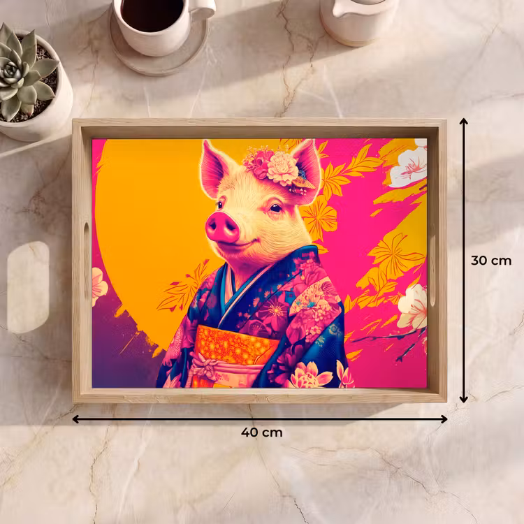 Tablett - Schwein - Blumenkrone - Kimono - Abstrakt — 7