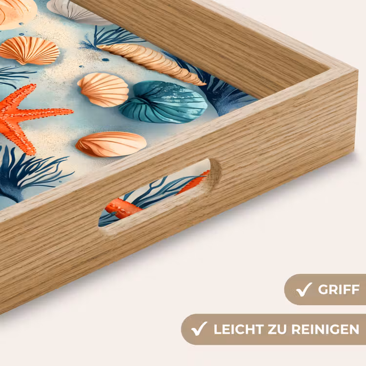Tablett - Seesterne - Muscheln - Illustration - Sand — 8