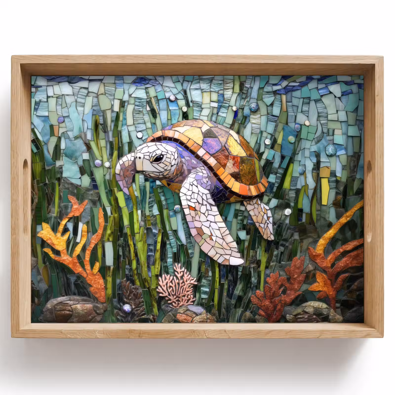 Tablett - Schildkröte - Seegras - Mosaik — 1