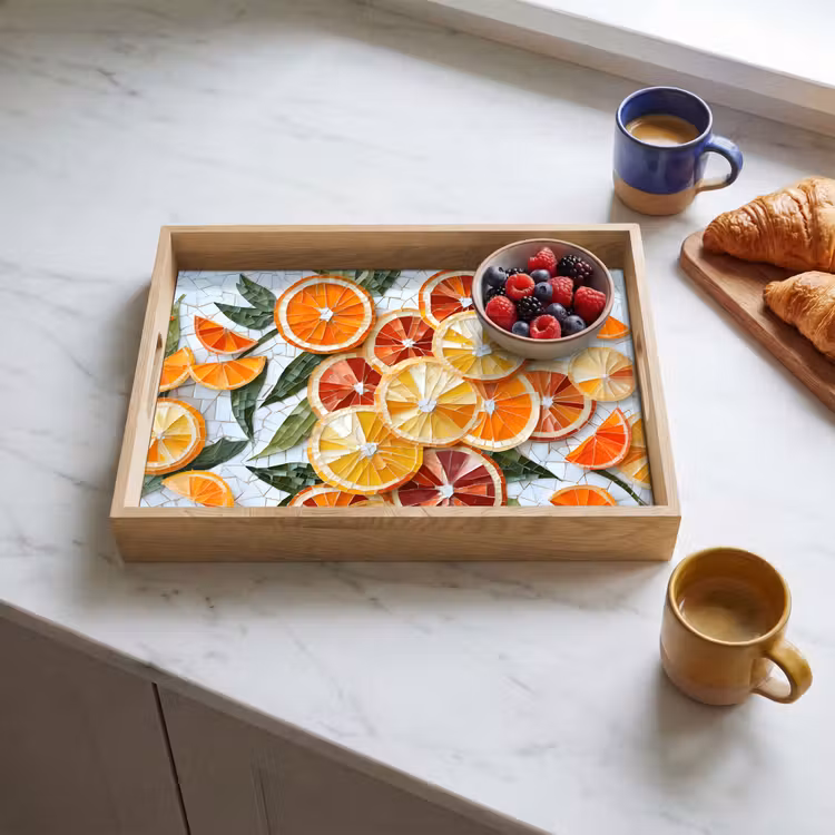 Tablett - Scheiben - Obst - Orange - Mosaik — 3