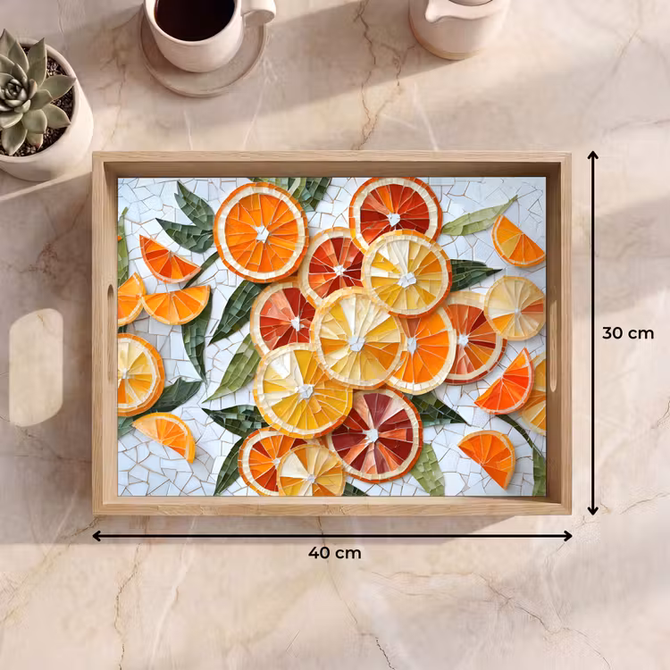 Tablett - Scheiben - Obst - Orange - Mosaik — 7