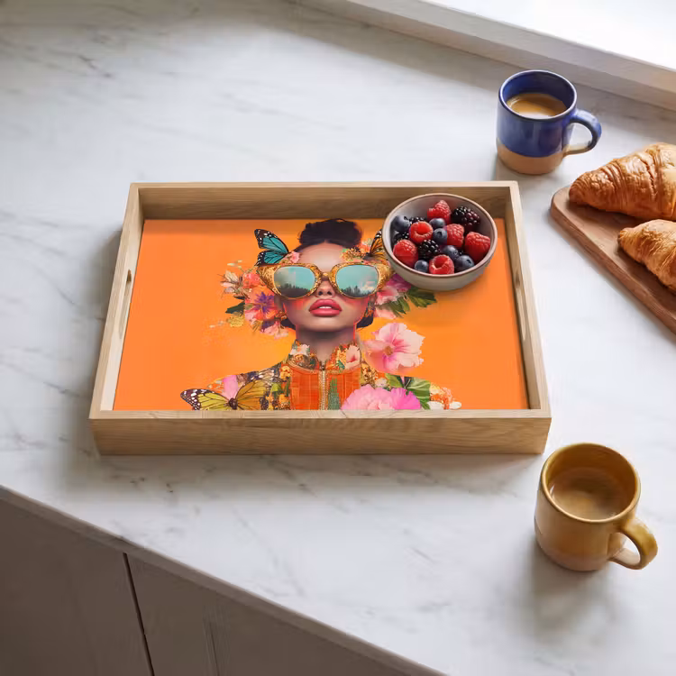 Tablett - Schmetterlinge - Frau - Sonnenbrille - Bunt — 3