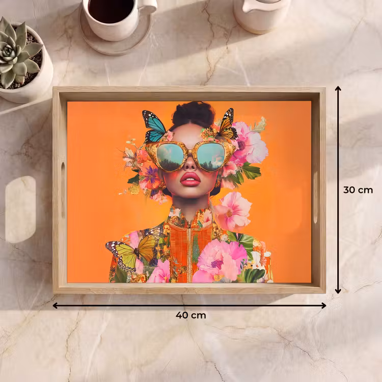 Tablett - Schmetterlinge - Frau - Sonnenbrille - Bunt — 7
