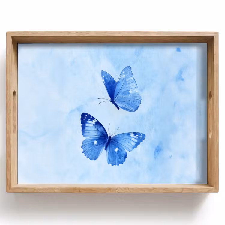Tablett - Schmetterlinge - Ornamental - Blau — 1