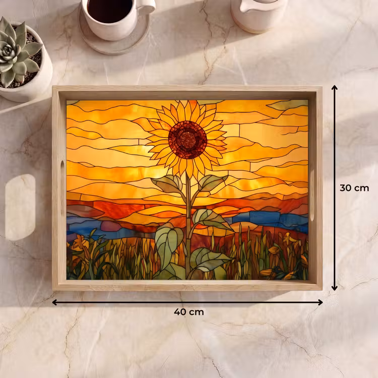 Tablett - Sonnenblume - Mosaik - Sonnenuntergang - Gelb — 7