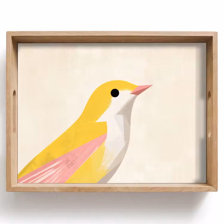 Tablett - Vogel - Minimalistisch - Gelb — 1