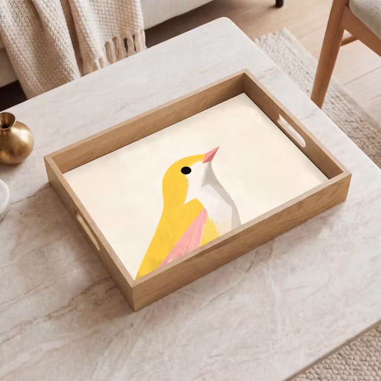 Tablett - Vogel - Minimalistisch - Gelb — 2