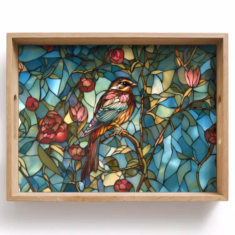 Tablett - Vogel - Zweig - Rosen - Mosaik — 1