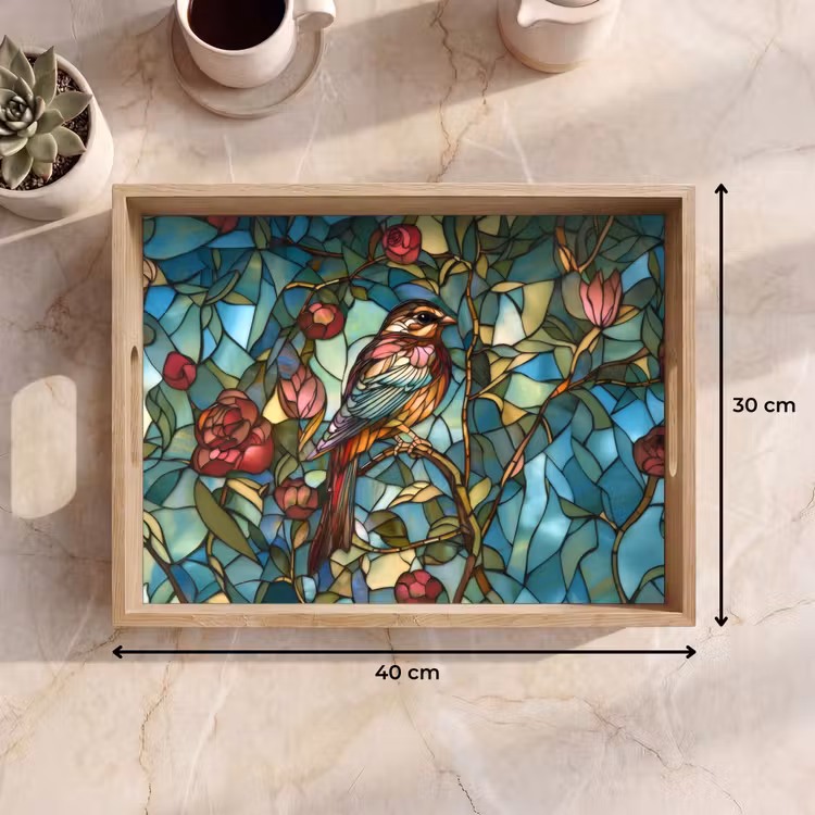 Tablett - Vogel - Zweig - Rosen - Mosaik — 7