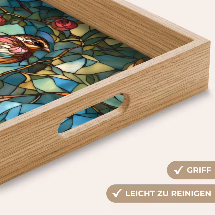 Tablett - Vogel - Zweig - Rosen - Mosaik — 8
