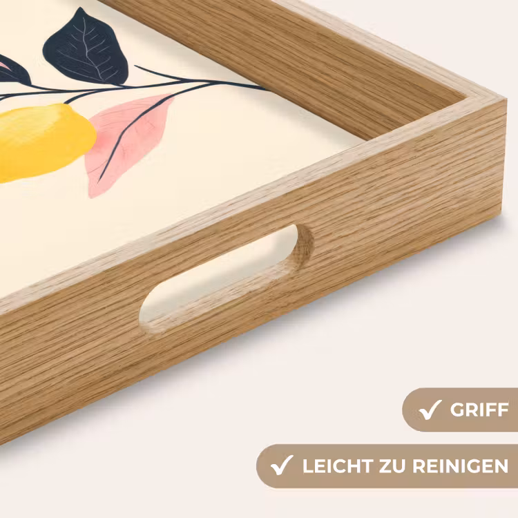 Tablett - Zitronen - Leuchtend gelb - Zweig - Blätter — 8