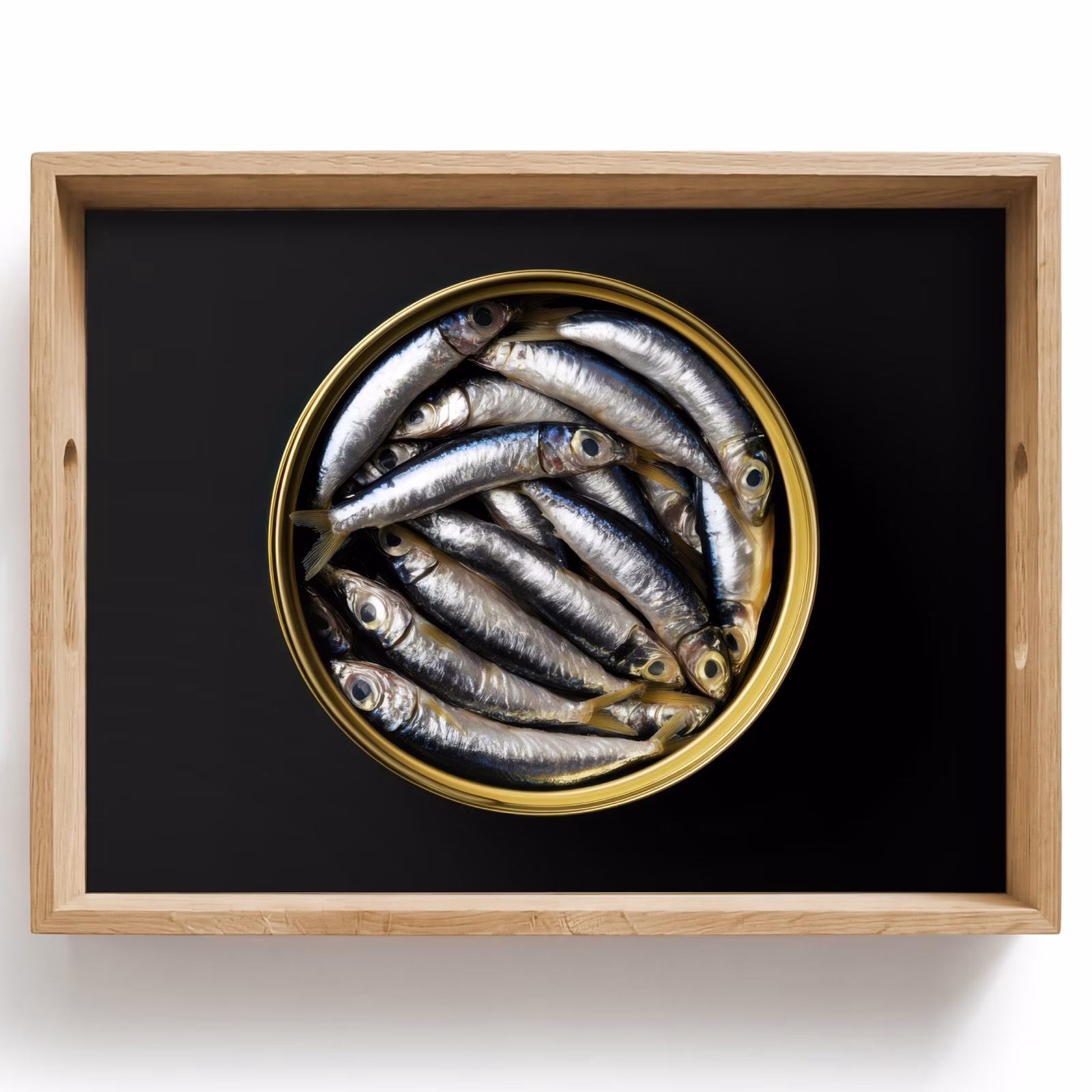 Tablett - Sardinen - Fisch - Rund - Schwarz — 1