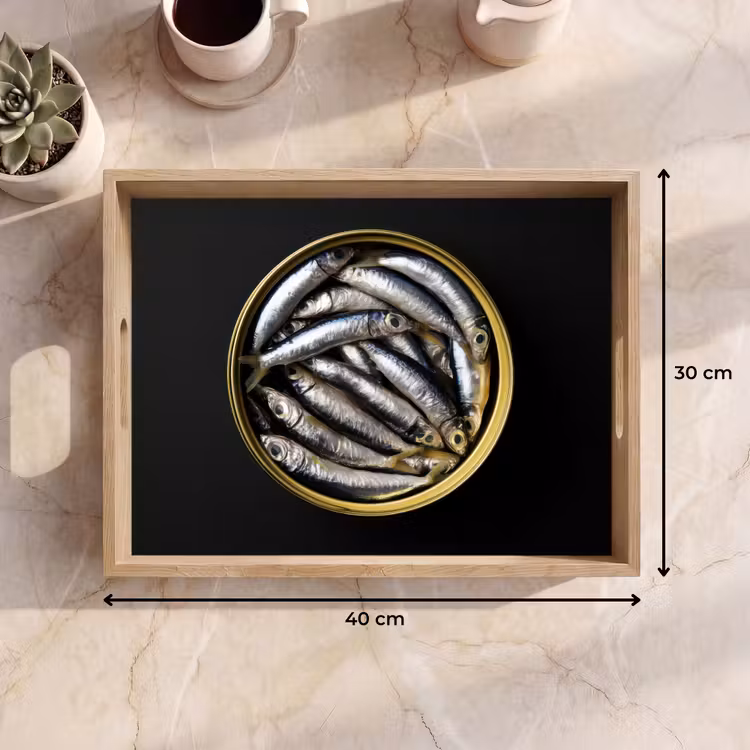 Tablett - Sardinen - Fisch - Rund - Schwarz — 7