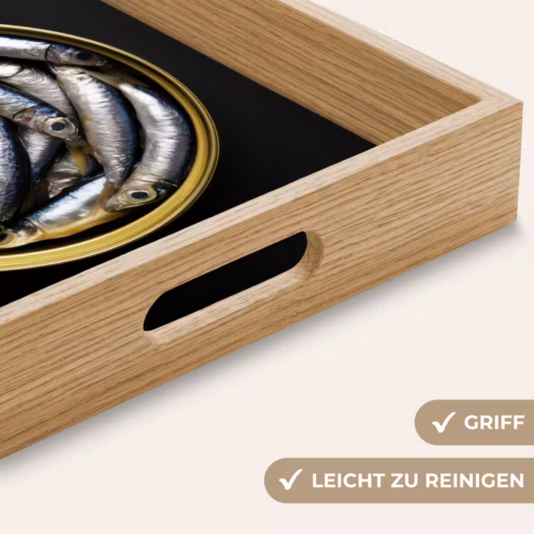 Tablett - Sardinen - Fisch - Rund - Schwarz — 8