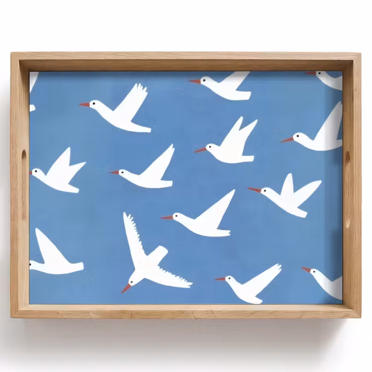 Tablett - Vögel - Weiß - Muster — 1