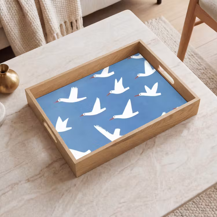 Tablett - Vögel - Weiß - Muster — 2