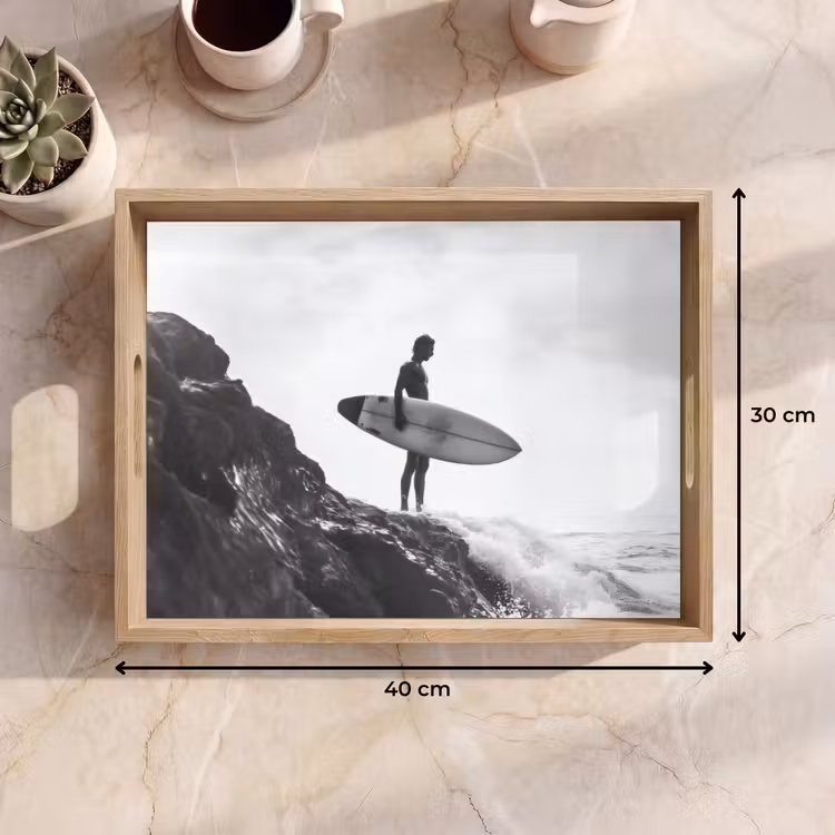Tablett - Surfer - Felsen - Ozean - Wellen — 7