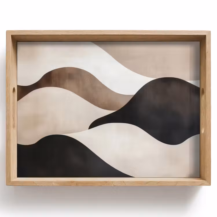 Tablett - Wellen - Abstrakt - Beige — 1