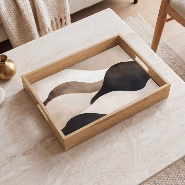 Tablett - Wellen - Abstrakt - Beige — 2