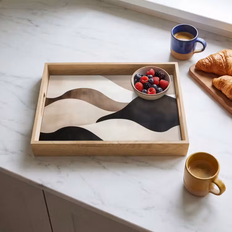 Tablett - Wellen - Abstrakt - Beige — 3
