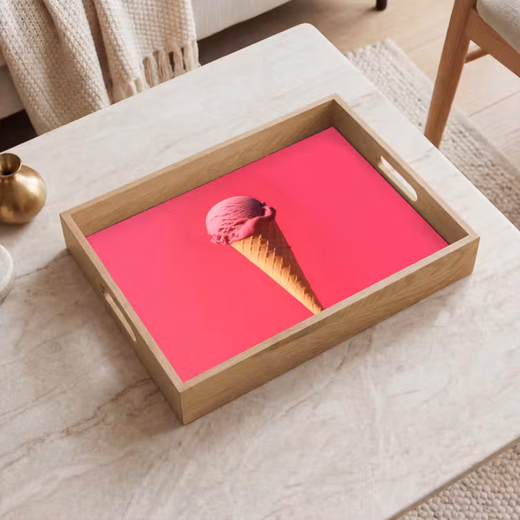 Tablett - Schaufel Eiscreme - Rosa - Horn — 2