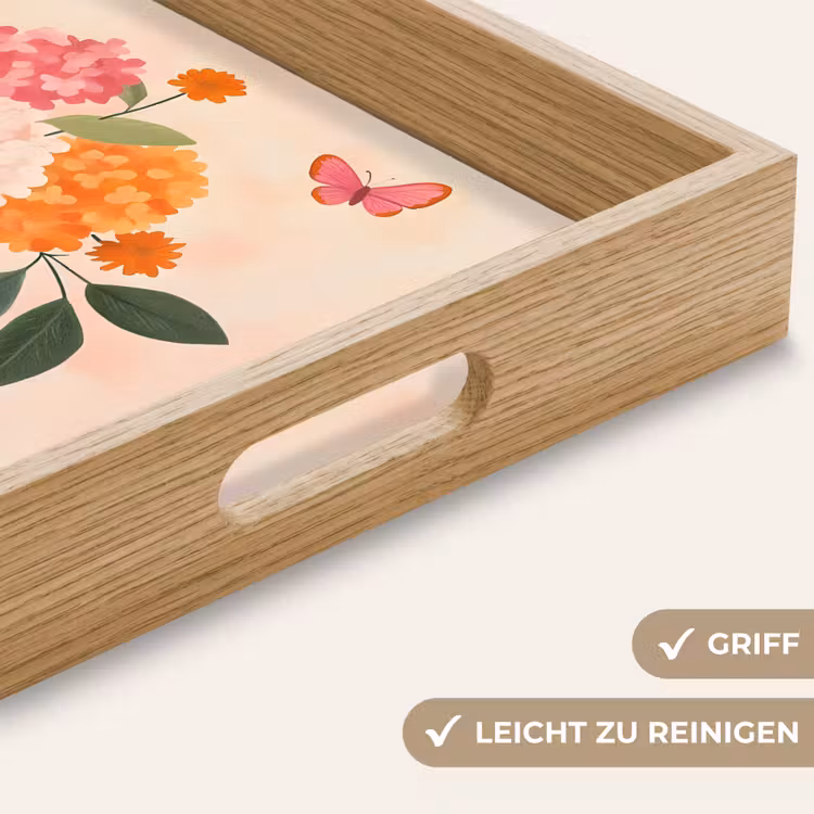 Tablett - Vase - Blumen - Schmetterling - Rot — 8