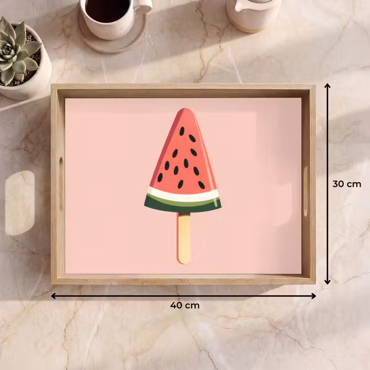 Tablett - Wassermelone - Eiscreme - Kerne - Rot — 7