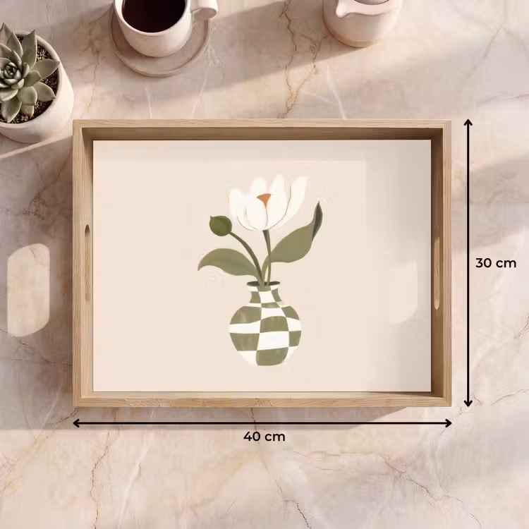Tablett - Vase - Kariert - Blume - Grün — 7