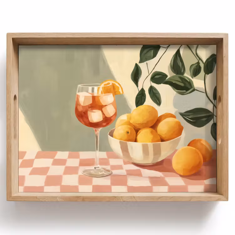 Tablett - Zitronen - Glas - Tischtuch - Blockiert — 1