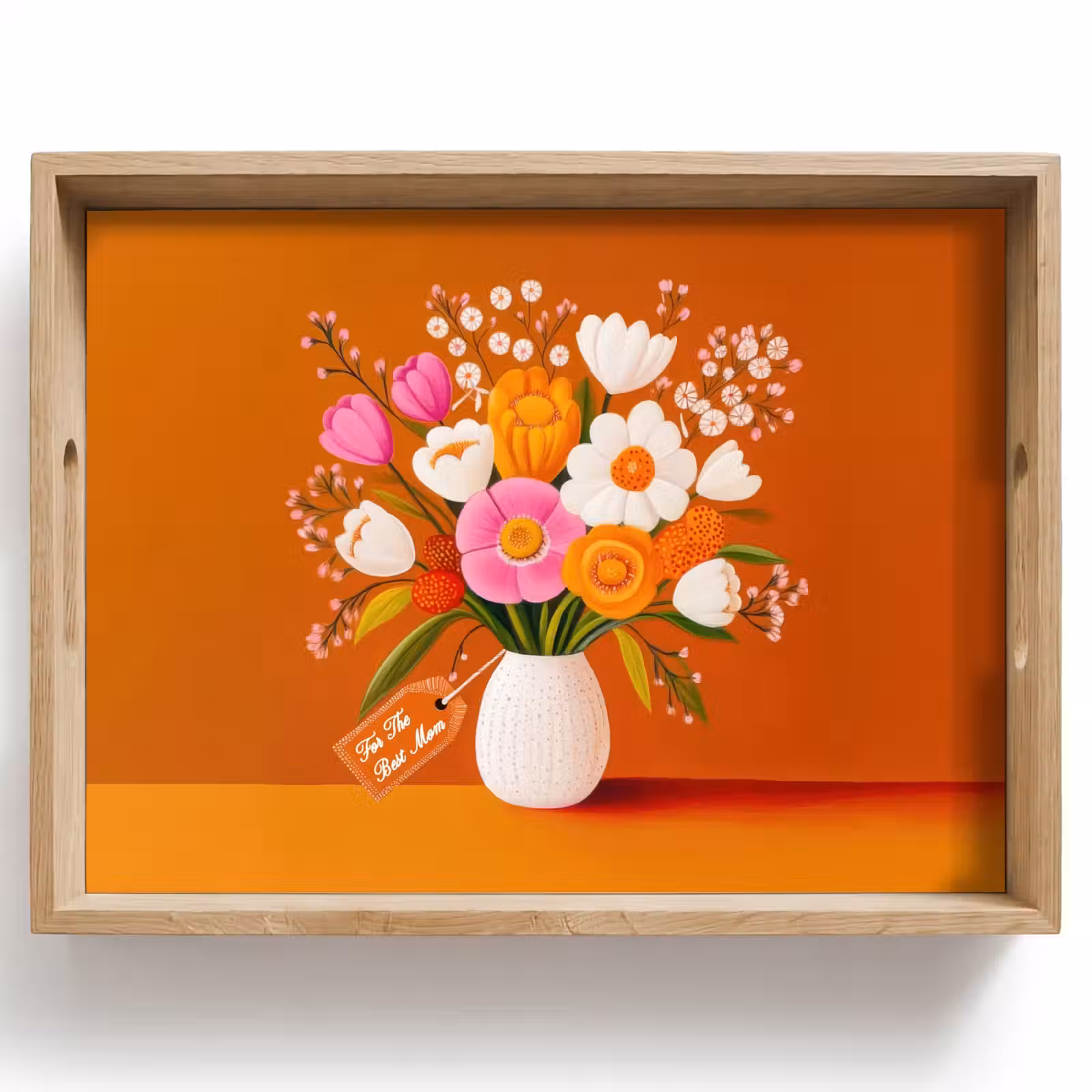 Tablett - Vase - Blumen - Orange — 1
