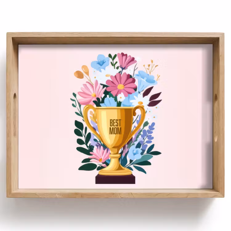 Tablett - Trophäe - Beste Mutter - Blumen - Bunt — 1