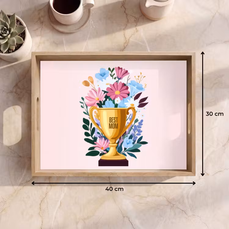Tablett - Trophäe - Beste Mutter - Blumen - Bunt — 7