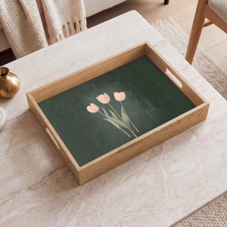 Tablett - Tulpen - Liebe - Dunkelgrün — 2