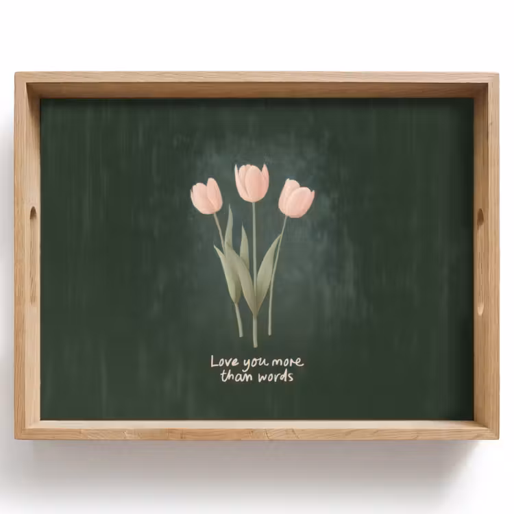Tablett - Tulpen - Rosa - Text - Liebe — 1