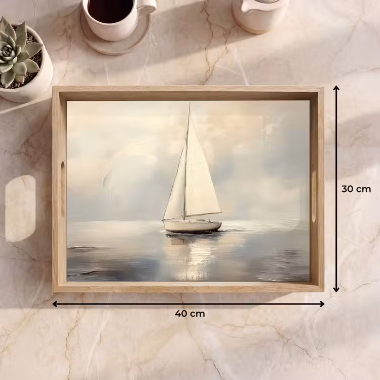 Tablett - Segelschiff - Meer - Bewölkt — 7